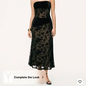 Cider Black Floral Strapless Dress